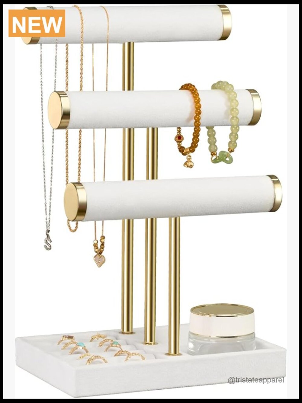 3 Tier Bracelet Holder Display - Detachable T Bar Velvet Jewelry Tower Organizer
